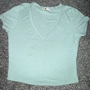 V neck light green tee